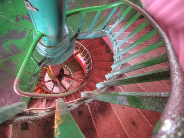 Looking down the Elbow Cay lighthouse stairs