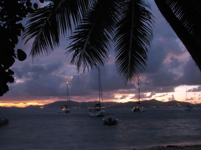 The anchoage at Cooper Island looking at Tortola