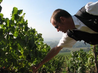 Franck in the Grand Cru vineyard