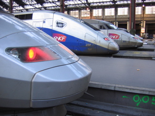 TGV's lined up at Gare de Lyon