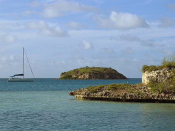 Renoir II anchored off Bird Island