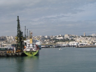 Arriving by ferry in Tangier