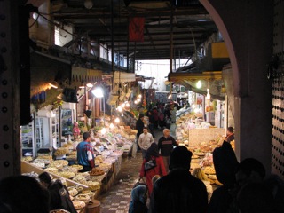 Inside the souk at Meknes