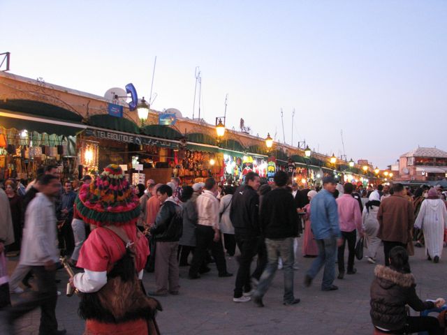 The main square at dusk