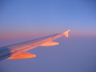 Early morning, flying west