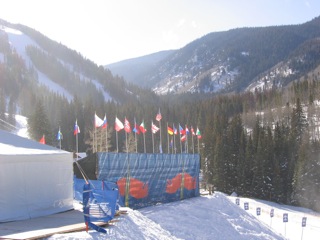 The grandstands at the Red Tail base