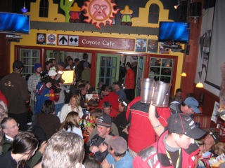 Post-race chaos at Coyote Cafe