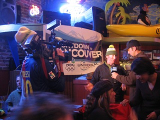 Interviewing a famous Warren Miller skier (Chris Anthony)