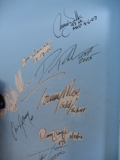 Famous signatures in the Ski Check office